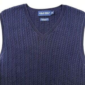 Polo Golf Ralph Lauren Men's L Blue Alpaca Blend Golf V Neck Sweater Vest